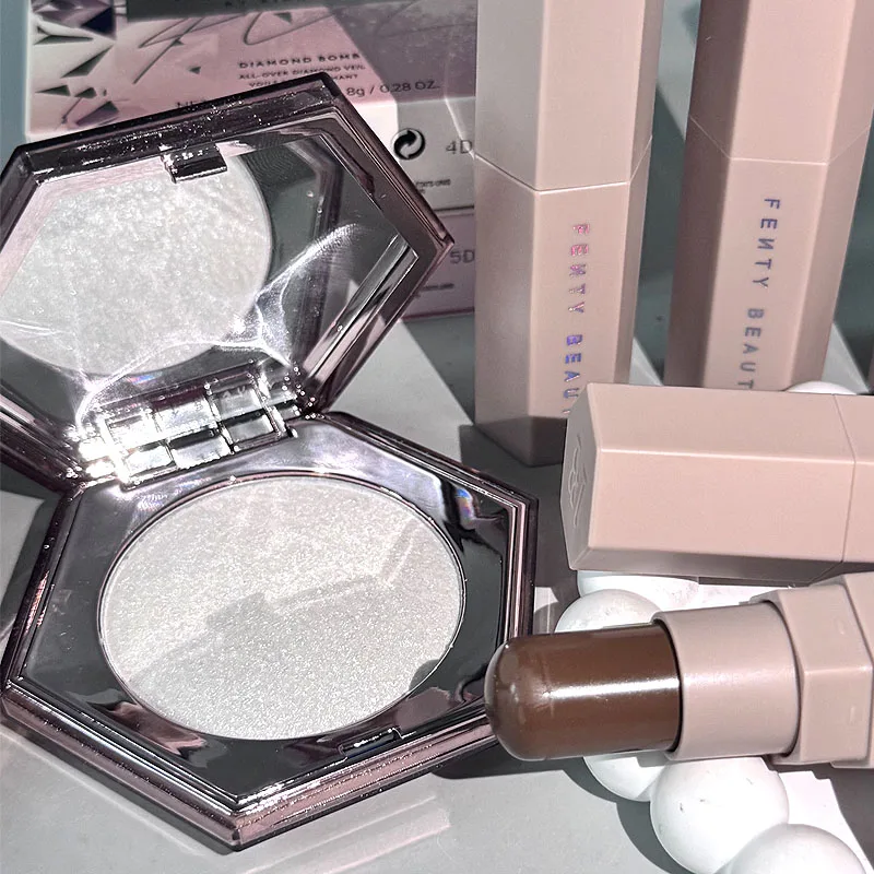 Fenty Beauty Diamond Star Highlight Plate How Many Carats Rose Rave Highlighter Trophy Wife Wattabrat Idol Same Contour Stick - Image 5