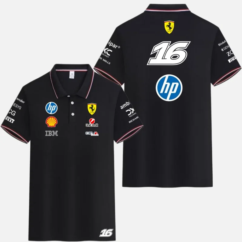Ferrari 2026 Leclerc Hamilton Driver with Number Polo Shirt, Forze Ferrari 16 and 44 Must-Have Polo for Fans. - Image 6