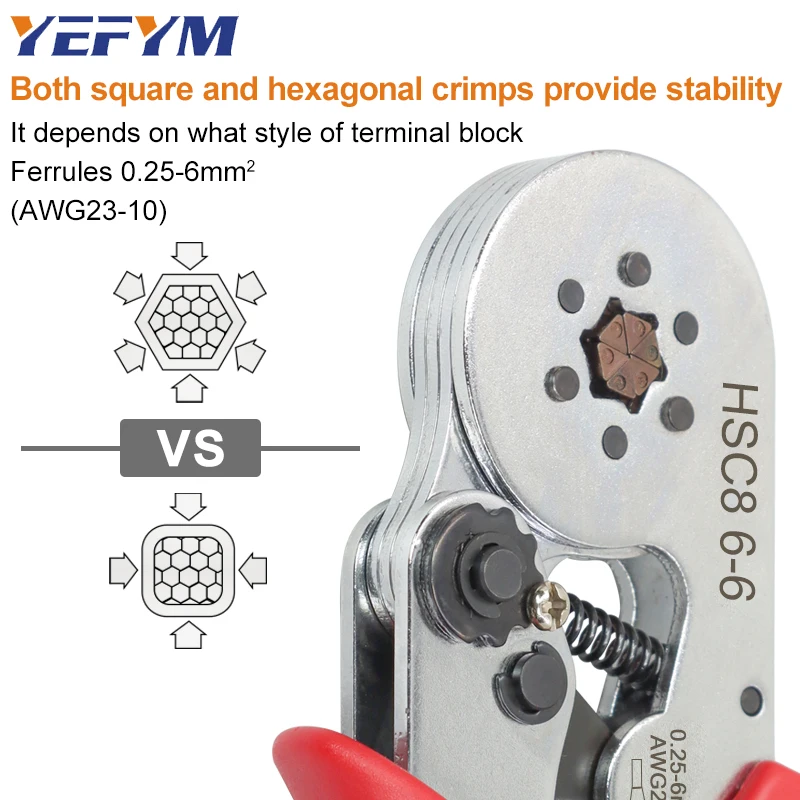 Ferrule Crimping Tool HSC8 6-4/6-6 Electrical Crimper Plier For Wire End Crimp Tube Terminals Electrical Circuit Repair - Image 4