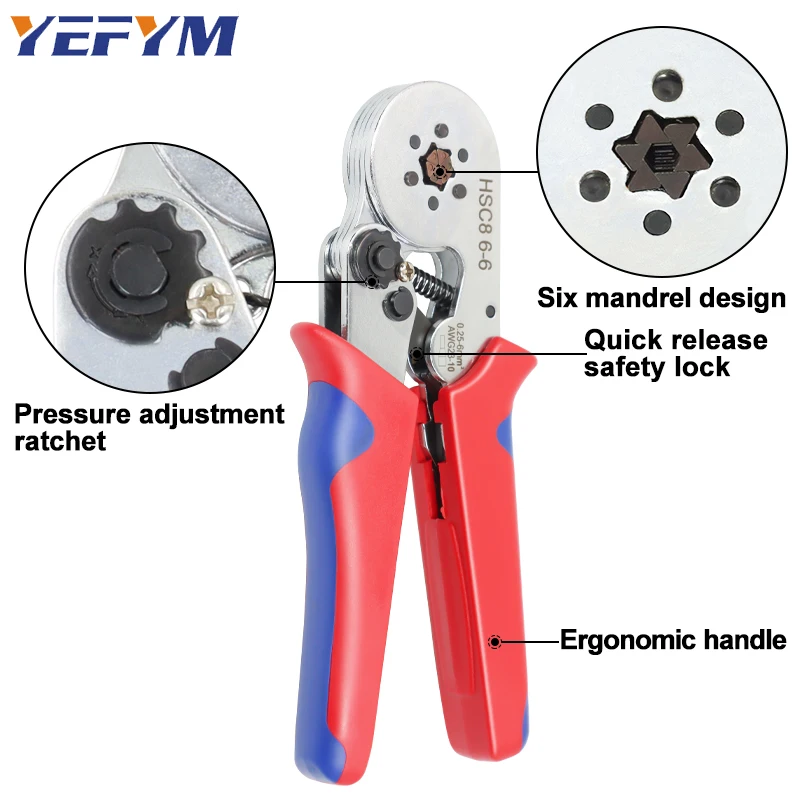 Ferrule Crimping Tool HSC8 6-4/6-6 Electrical Crimper Plier For Wire End Crimp Tube Terminals Electrical Circuit Repair - Image 5
