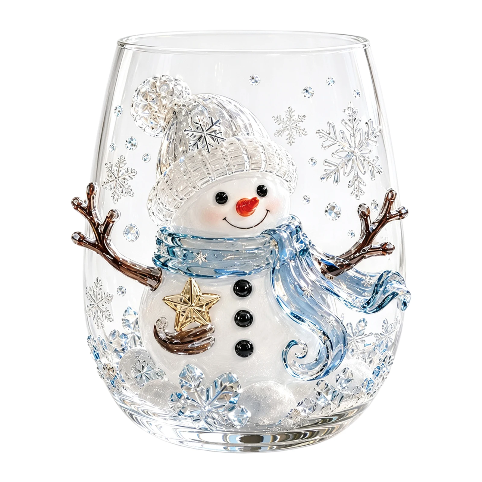 Festive 3D Embossed Christmas Glass Cup Santa Claus Reindeer Snowman Tree Holiday Drinkware Winter Art - Image 6