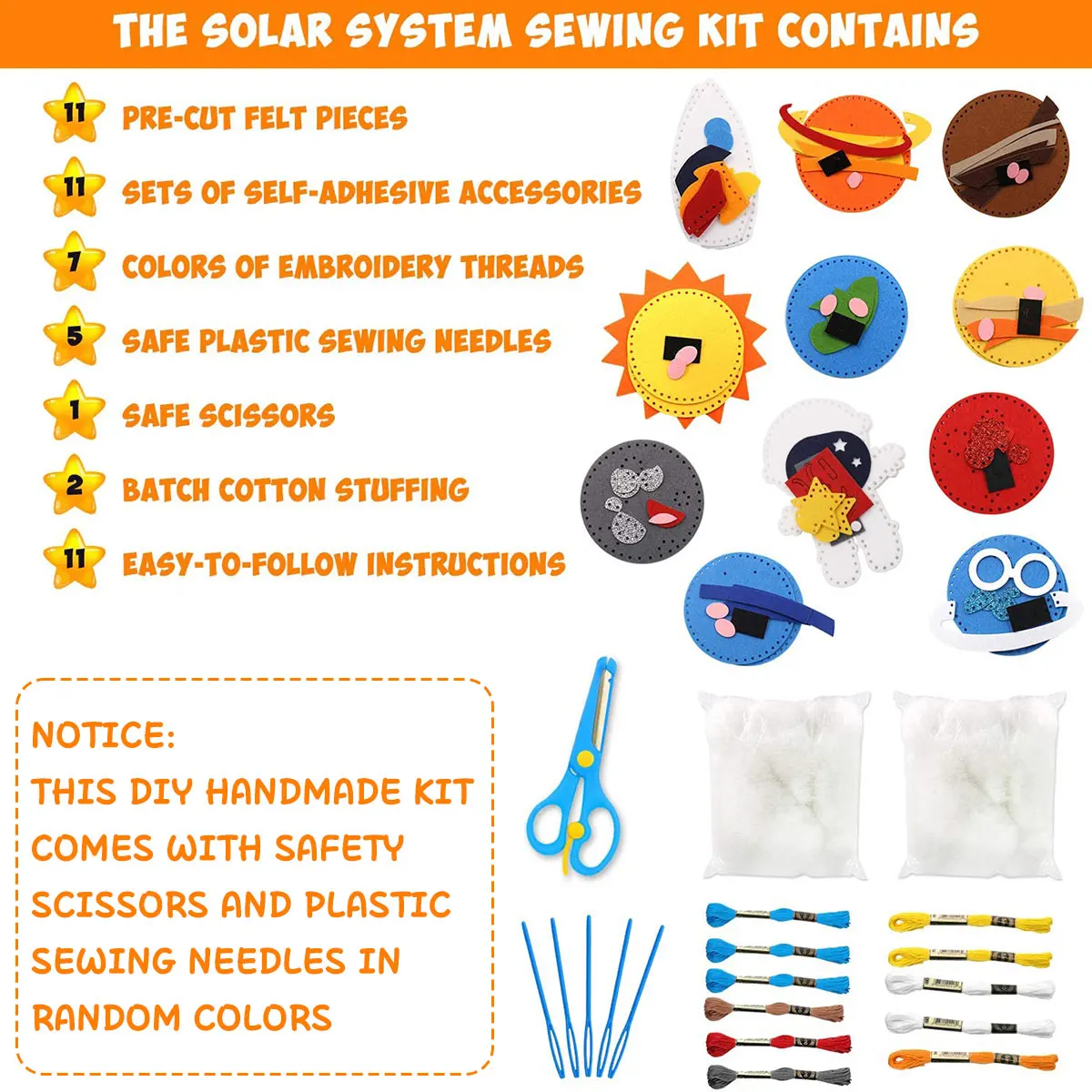 Fine motor skills sewing felt toys DIY sewing space system craft kit Early education vitality puzzle sewing kit - Image 2