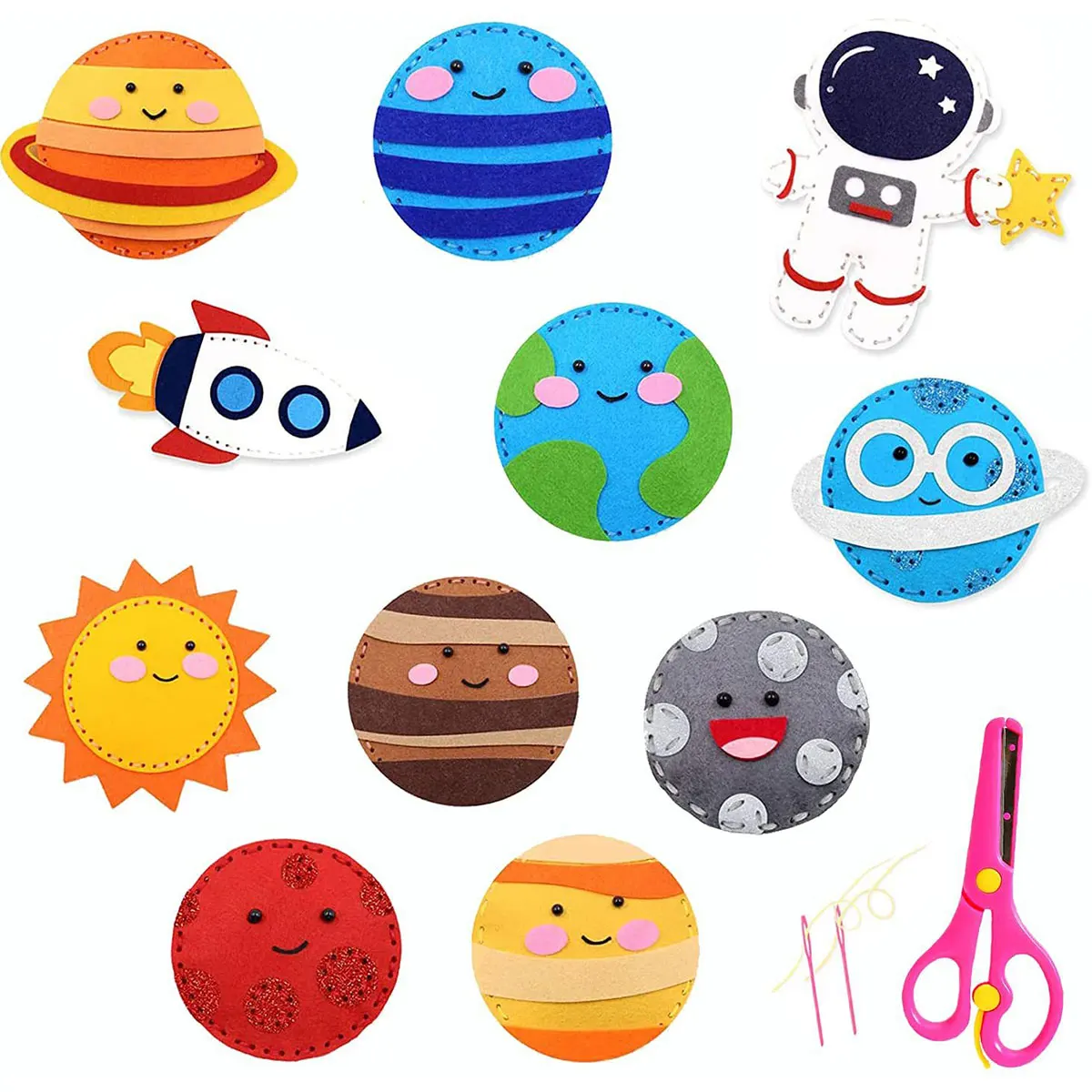 Fine motor skills sewing felt toys DIY sewing space system craft kit Early education vitality puzzle sewing kit