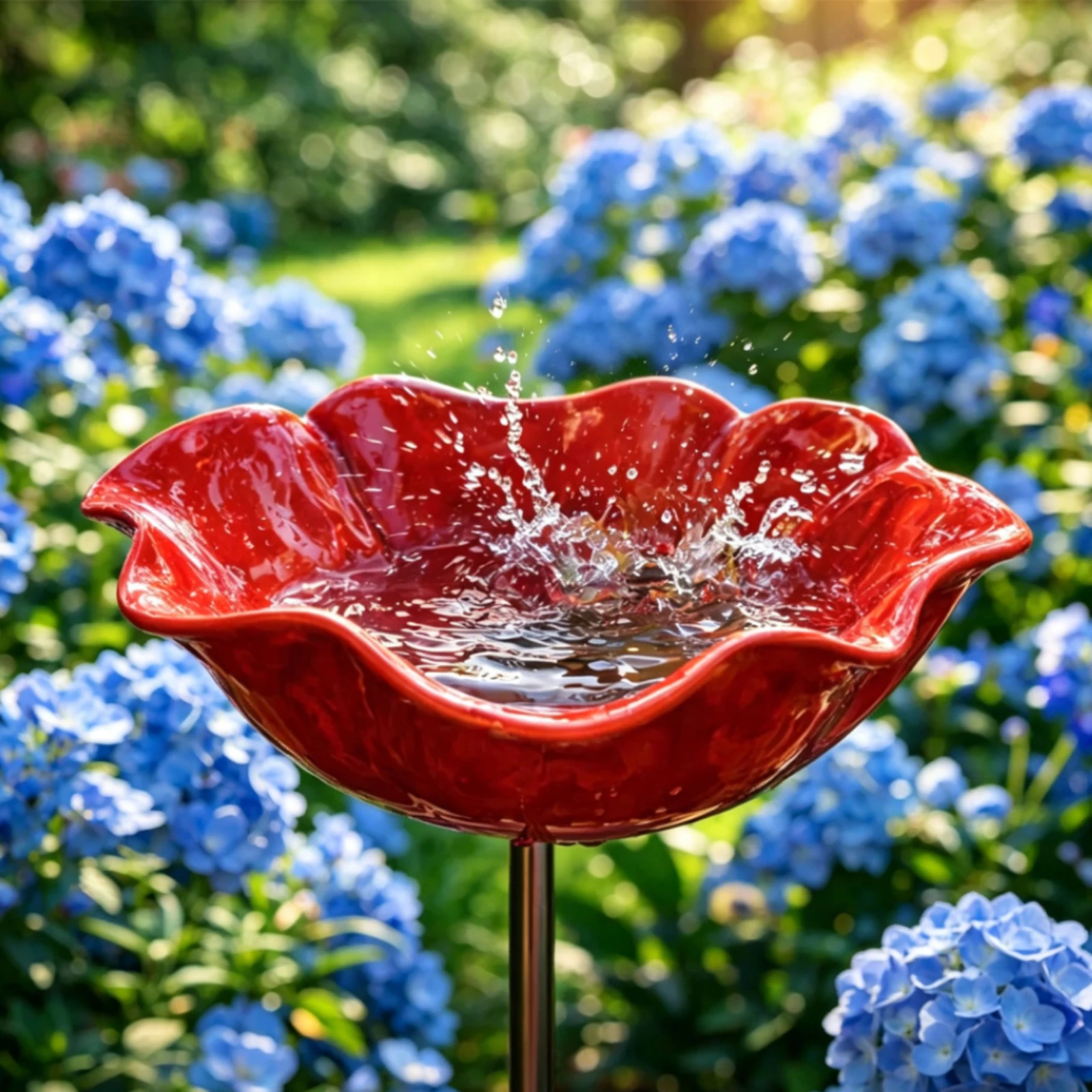 Flower Shaped Bee Watering Station Metal Flower Garden Stake Bird Bath Butterfly Water Feeder Garden Bird Bath Bowls for Outside - Image 6