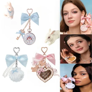 FlowerKnow Bunny Garden Cupid Sweetie Bear Face Powder with Blush Highlighter Pendant Long Lasting Portable Makeup Decoration