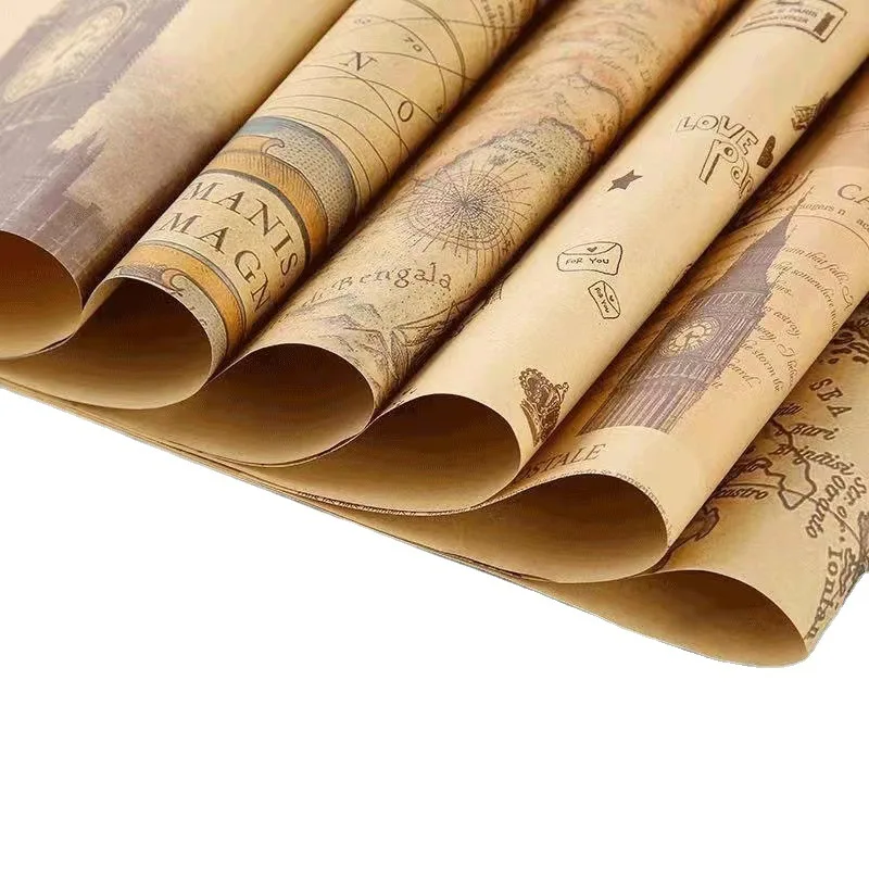 Fold Retro Kraft Gift Wrapping Paper Worldmap Christmas Gift Paper Newspaper Craft Valentine's Day Birthday Gift RegularPaper - Image 5