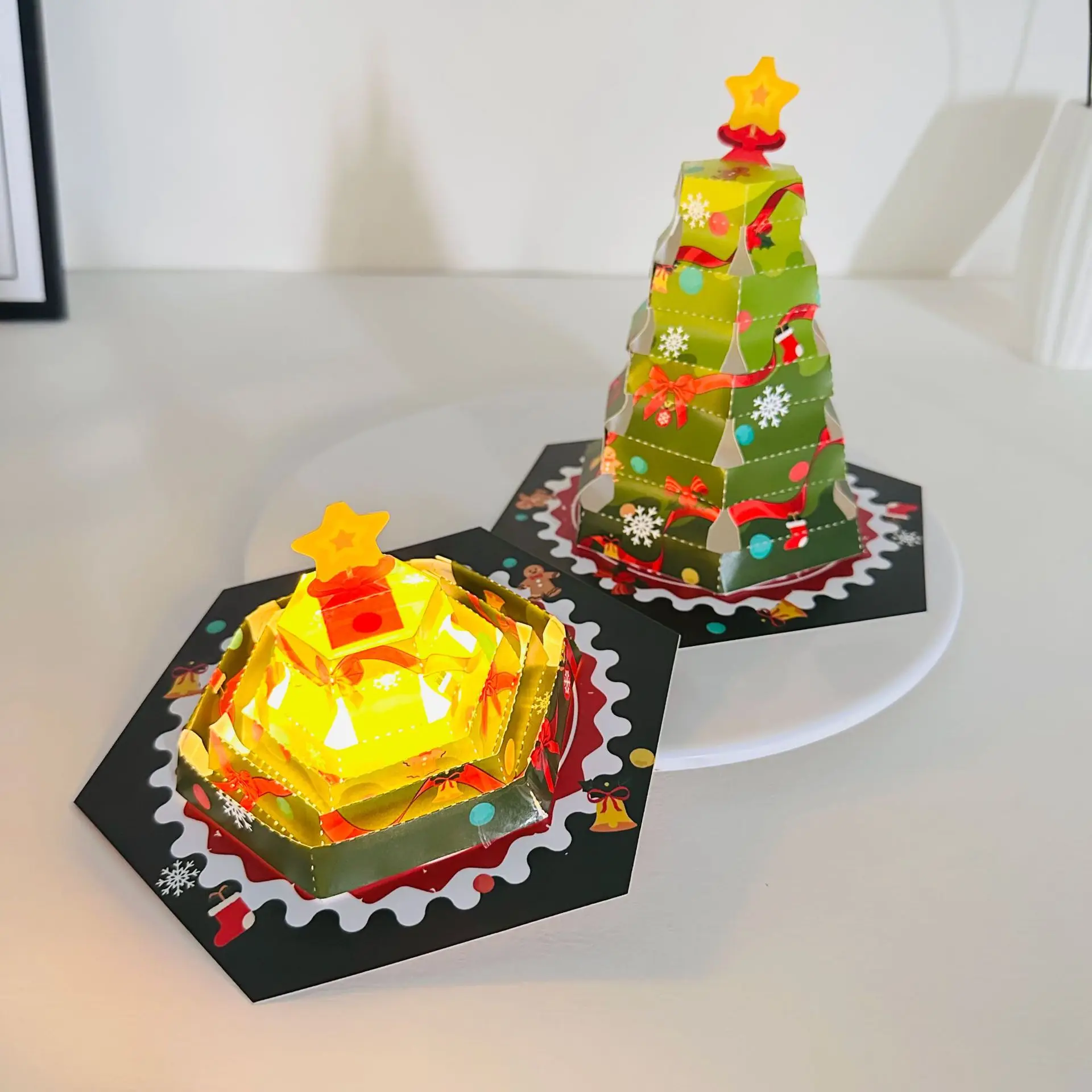 Foldable 3D Christmas Tree Holiday Card -Fairy Tale Fun Gift Surprising Wishes for Xmas Gift Party Invitation Card - Image 2