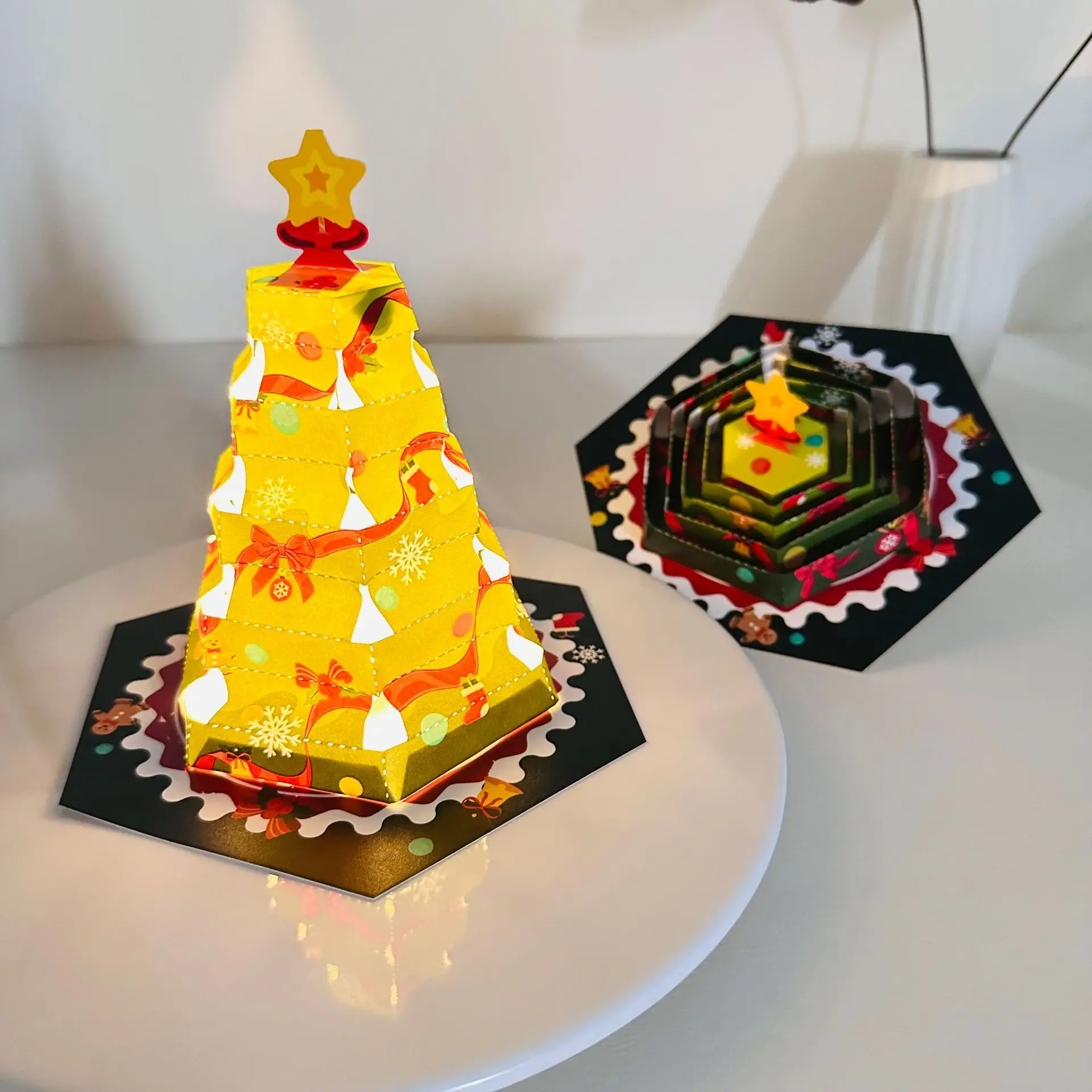 Foldable 3D Christmas Tree Holiday Card -Fairy Tale Fun Gift Surprising Wishes for Xmas Gift Party Invitation Card - Image 4