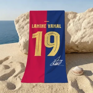 Football Sports L-Lamine B-Barcelona Beach Towel Ultra Absorbent Cool Room Stuff Bath Towel for Fan Decor Gym Swimming Outdoor