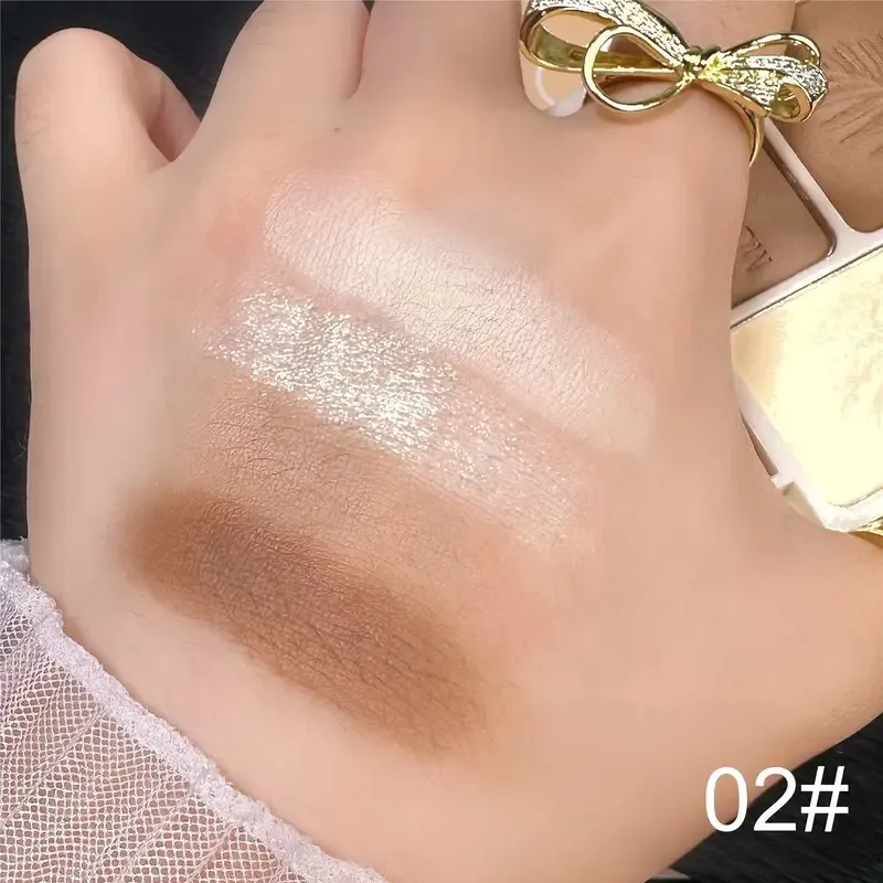 Four Colors Highlighting & Contouring All-in-One Palette with Mirror Matte Highlighting Shadow Nose Shadow Contour Palette - Image 6