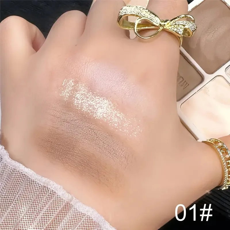 Four Colors Highlighting & Contouring All-in-One Palette with Mirror Matte Highlighting Shadow Nose Shadow Contour Palette - Image 4