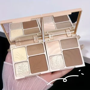 Four Colors Highlighting & Contouring All-in-One Palette with Mirror Matte Highlighting Shadow Nose Shadow Contour Palette