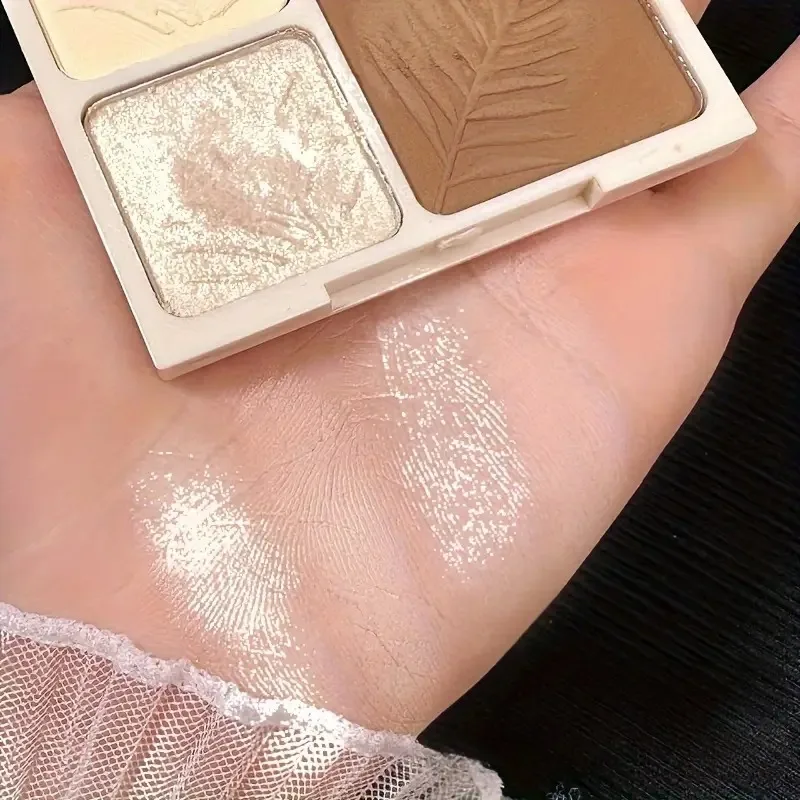 Four Colors Highlighting & Contouring All-in-One Palette with Mirror Matte Highlighting Shadow Nose Shadow Contour Palette - Image 5