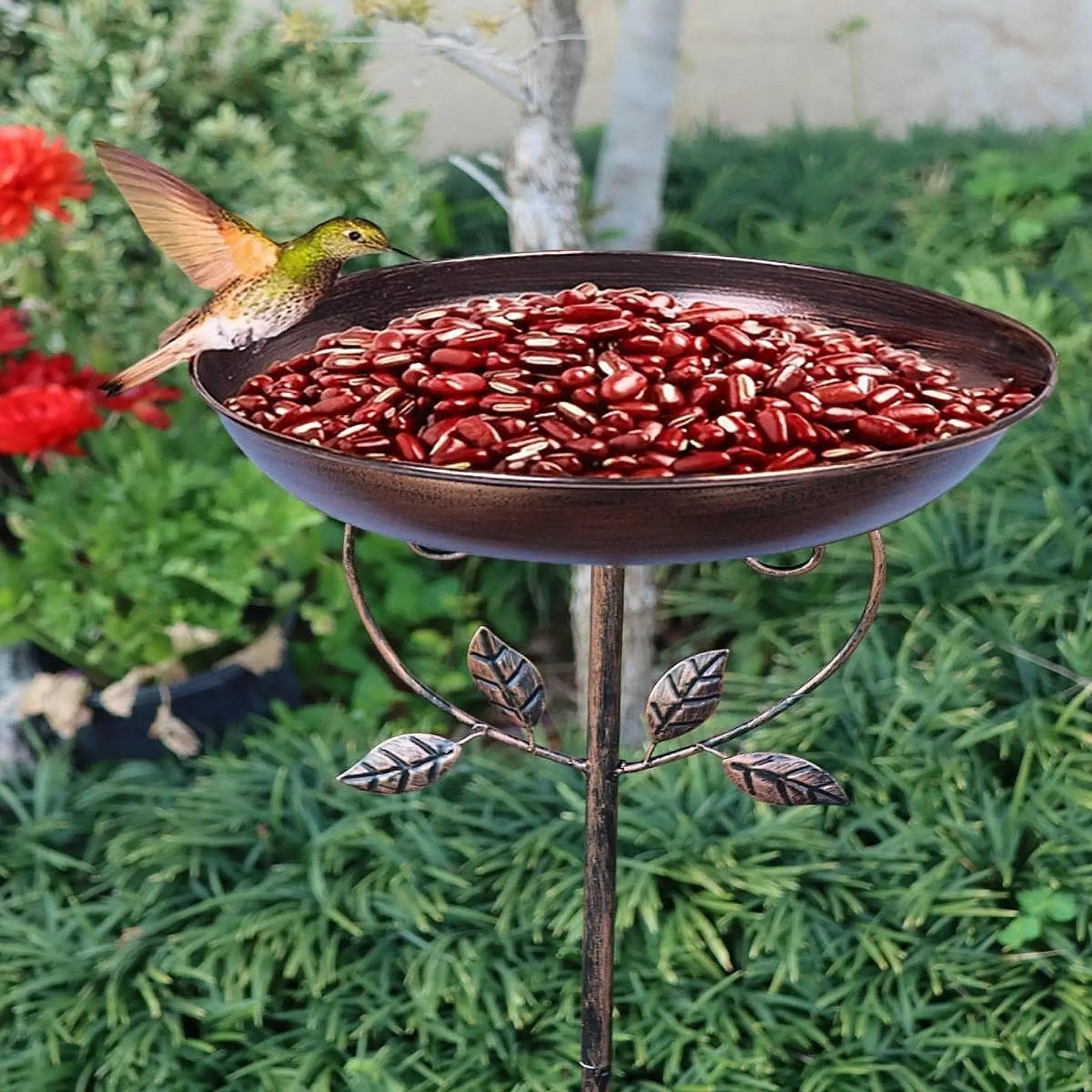 Freestanding Bird Bath Bowl with Garden Stake Outdoor Landscape Housewarming Bird Feeder Water Bowl for Park Porch Deck Yard Freestanding Bird Bath Bowl with Garden Stake Outdoor Landscape Housewarming Bird Feeder Water Bowl for Park Porch Deck Yard