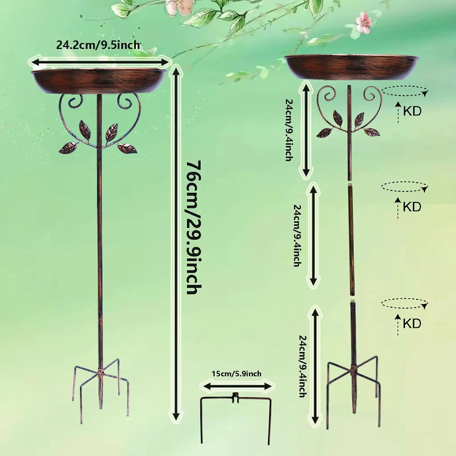 Freestanding Bird Bath Bowl with Garden Stake Outdoor Landscape Housewarming Bird Feeder Water Bowl for Park Porch Deck Yard Freestanding Bird Bath Bowl with Garden Stake Outdoor Landscape Housewarming Bird Feeder Water Bowl for Park Porch Deck Yard