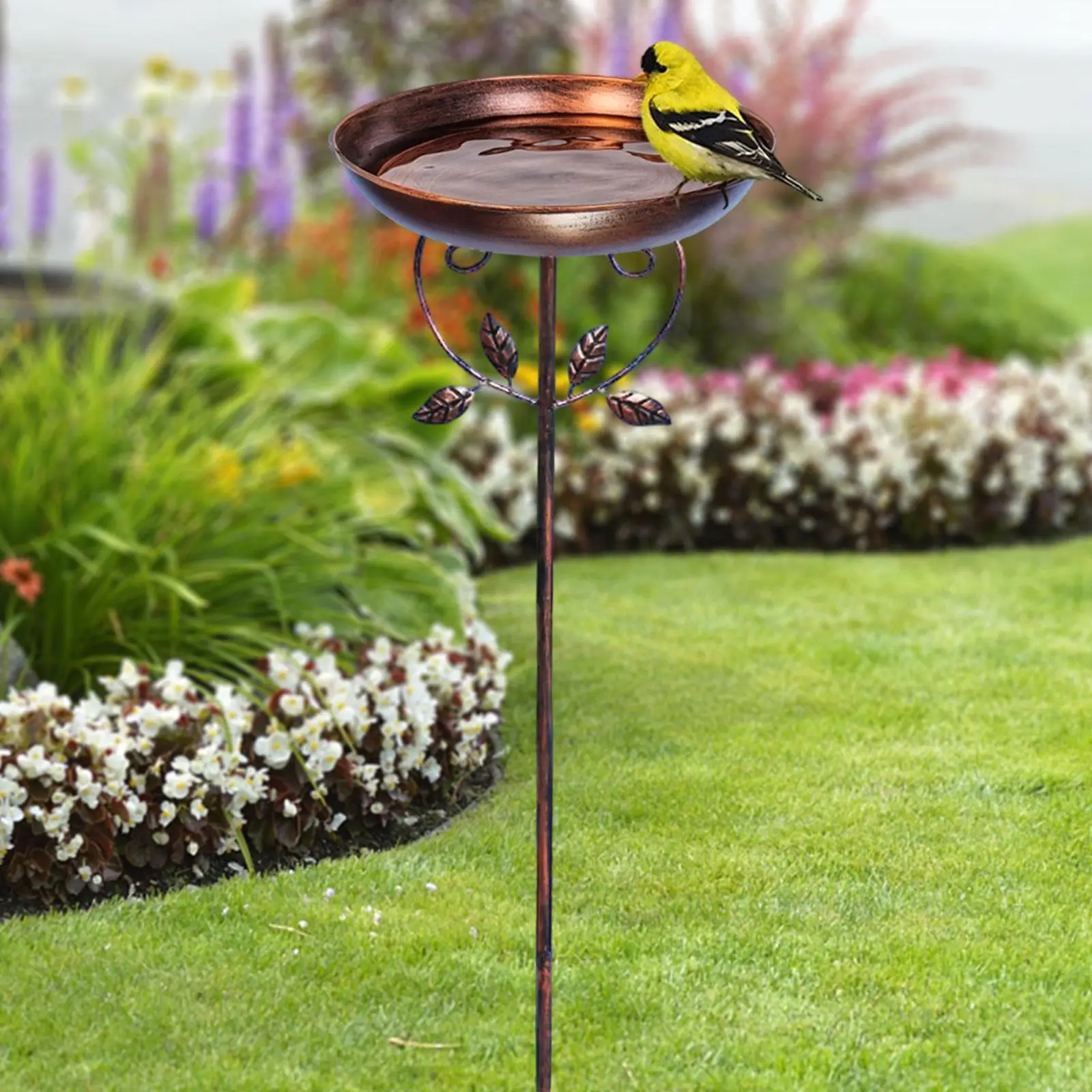 Freestanding Bird Bath Bowl with Garden Stake Outdoor Landscape Housewarming Bird Feeder Water Bowl for Park Porch Deck Yard Freestanding Bird Bath Bowl with Garden Stake Outdoor Landscape Housewarming Bird Feeder Water Bowl for Park Porch Deck Yard