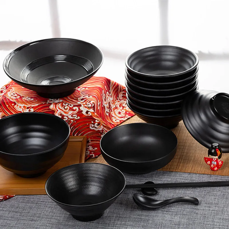 Frosted Melamine Ramen Bowl Imitation Porcelain Large Noodle High Temperature Resistance Bowl Salad Soup Bowl Fast FoodTableware - Image 3