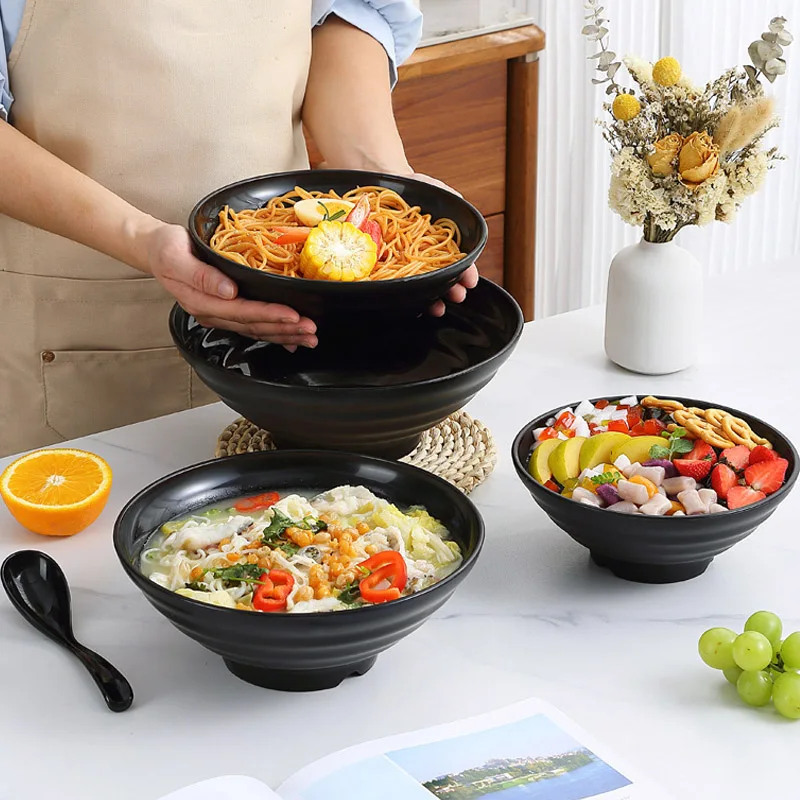 Frosted Melamine Ramen Bowl Imitation Porcelain Large Noodle High Temperature Resistance Bowl Salad Soup Bowl Fast FoodTableware - Image 4