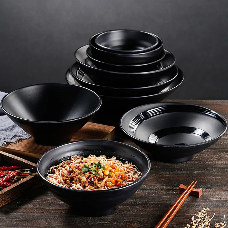 Frosted Melamine Ramen Bowl Imitation Porcelain Large Noodle High Temperature Resistance Bowl Salad Soup Bowl Fast FoodTableware