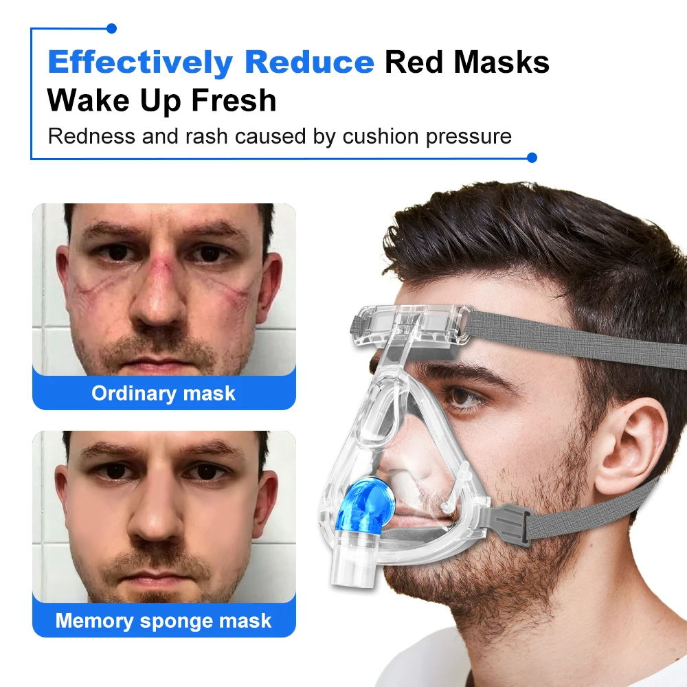 Full Face & Nasal CPAP Memory Foam Mask for Anti-Snoring Includes Reusable Cushion, Frame & Elbow for Comfortable Sleep Therapy - Image 4
