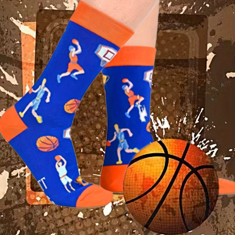 Funny Socks Tomato Ketchup French Fry Printed Cotton Socks AB Style Mid-Calf Food Socks Creative Abstract Novelty Couple Socks - Image 4