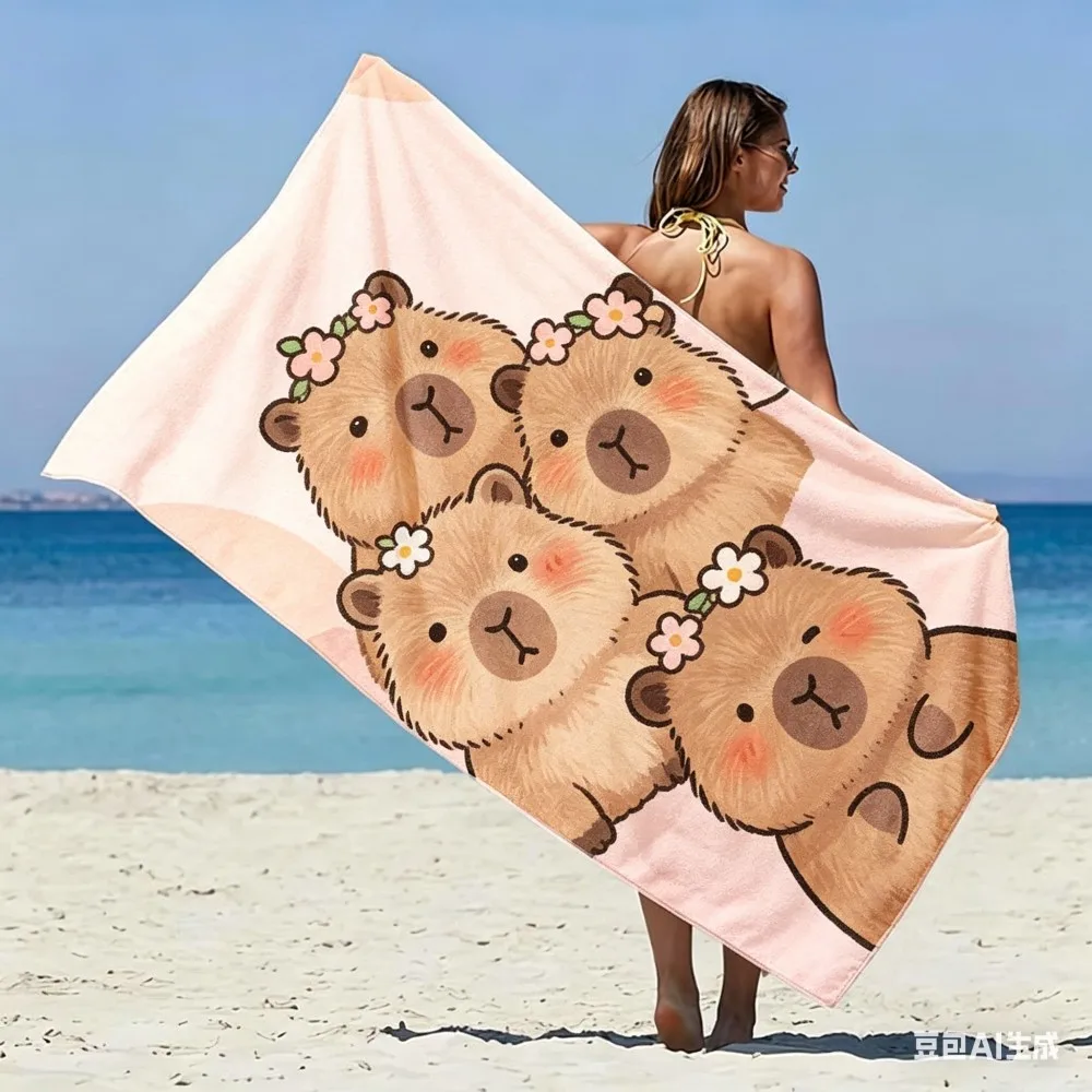 Funny Sunglasses Capybara Beach Towel Microfiber, Cute Animal Bath Towel, Trendy Cool Travel Blanket for Women Kids Teens Gift - Image 2