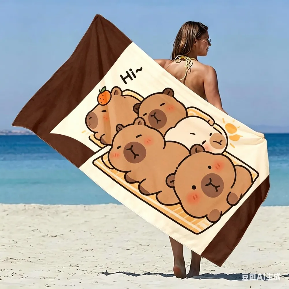 Funny Sunglasses Capybara Beach Towel Microfiber, Cute Animal Bath Towel, Trendy Cool Travel Blanket for Women Kids Teens Gift - Image 6