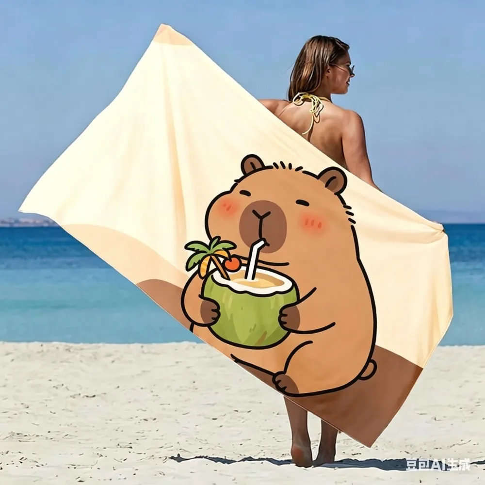 Funny Sunglasses Capybara Beach Towel Microfiber, Cute Animal Bath Towel, Trendy Cool Travel Blanket for Women Kids Teens Gift - Image 5