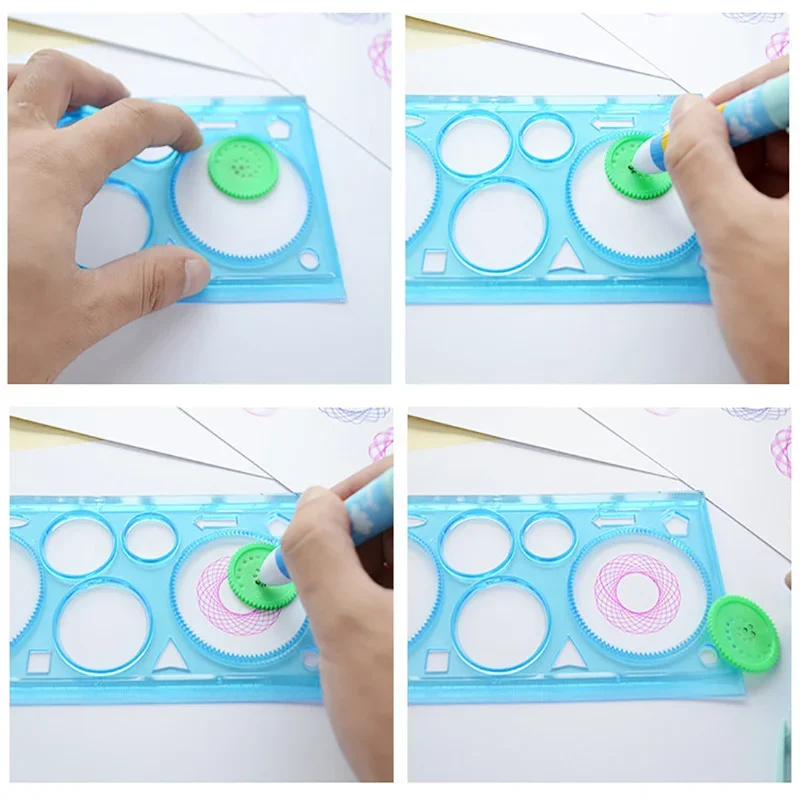 Geometry Spirograph Drawing Stencils Set Painting Template Art Crafts Creative Kids Educational Toy Variety of Flowers Ruler - Image 2