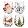 Glass Christmas Coffee Mugs Non-Slip Grip Beverage Drinks Mug 3D Patterns Christmas Tea Cups For Party New Year Table Decor