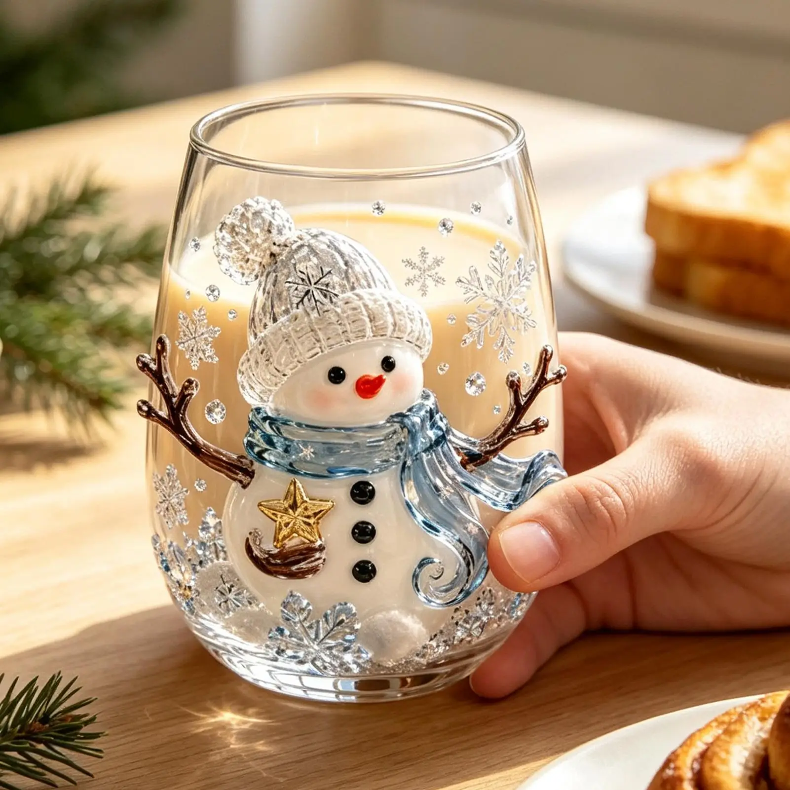 Glass Christmas Coffee Mugs Non-Slip Grip Beverage Drinks Mug 3D Patterns Christmas Tea Cups For Party New Year Table Decor - Image 4