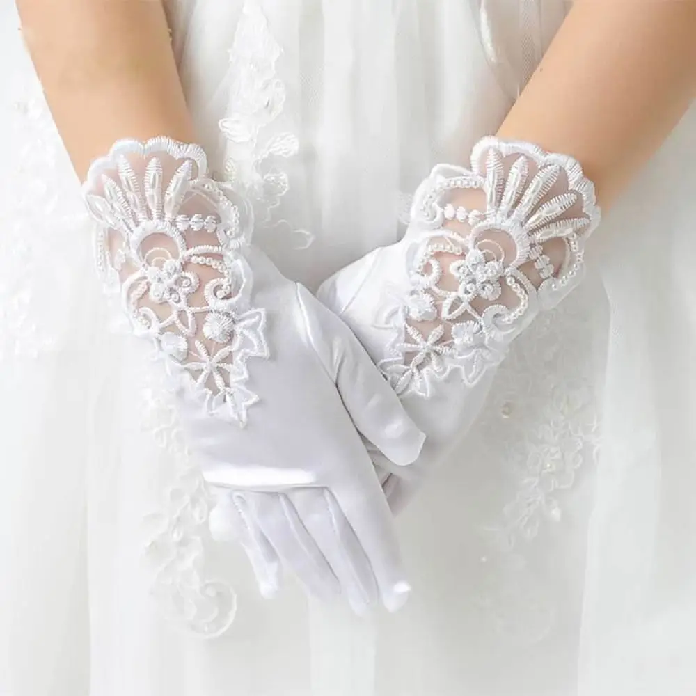 Gloves Children's Wedding Dress Princess Skirt Accessories Stage Gloves Wedding Gloves Full Finger Mittens Princess Gloves - Image 2