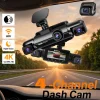 HUPEJOS V90-4CH, 4K+1080P*2 Dash Camera for Cars, 3K+1080P*3 Car Camera, 5GHz Wi-Fi GPS Module, 64GB SD Card, Voice Control, Night Vision, 24H Parking Mode