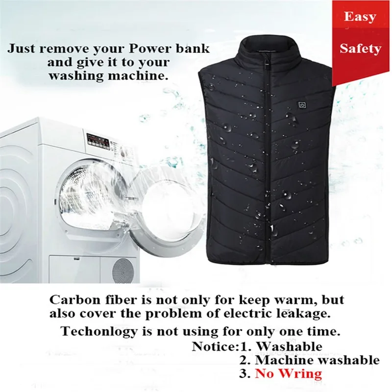 HV-13 Heated Vest 13 Heating Areas Oversized Women Men Winter Vest Self Heating Vest Usb Electric Thermal Vest Jacket Outdoor - Image 6