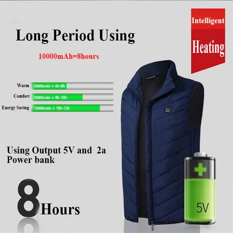 HV-13 Heated Vest 13 Heating Areas Oversized Women Men Winter Vest Self Heating Vest Usb Electric Thermal Vest Jacket Outdoor - Image 3
