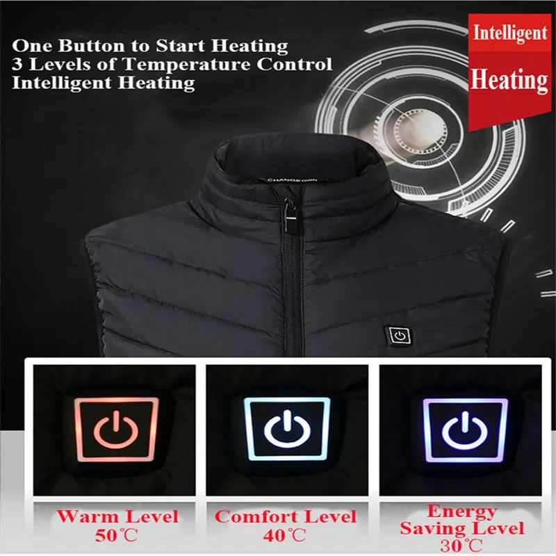 HV-13 Heated Vest 13 Heating Areas Oversized Women Men Winter Vest Self Heating Vest Usb Electric Thermal Vest Jacket Outdoor - Image 4