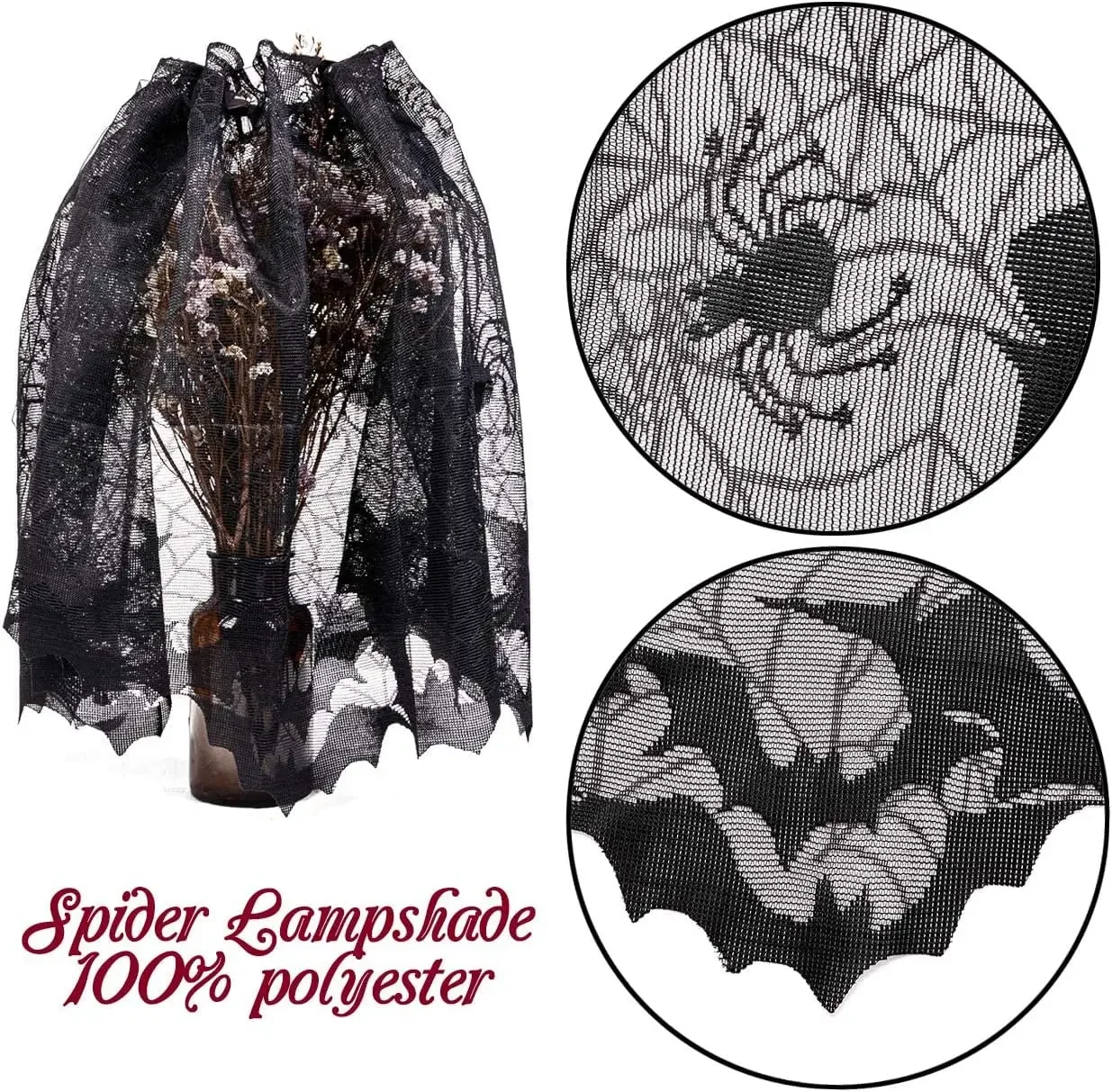 Halloween Tablecloth Bat Spider Web Black Lace Tablecloth Mantel Cloth Family Table Decoration Halloween Party Decoration - Image 6