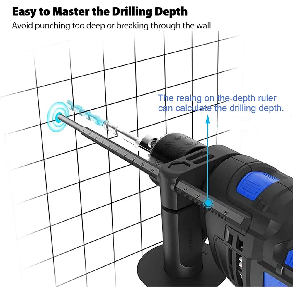 Hammer Drill 240V for Wood Metal Concrete, 850W Corded Electric Impact Drill 3000rpm Variable Speed, 2 in 1 with 360° Rotating - Image 4