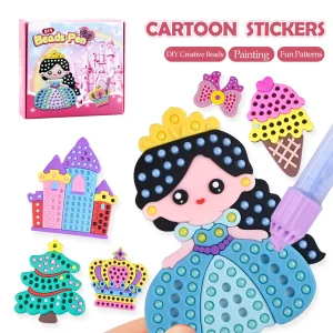 Handmade Set Beads Pen DIY Girls Toys, Creative Production Sticker Princess Rainbow Bow Girl Gifts Toy for Kids