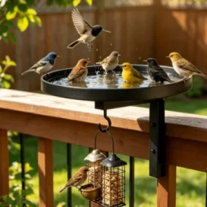 Hanging Bathtub Shaped Iron Bird Feeder Weatherproof Easy Install For Outdoor Yard Courtyard Garden Bird Feeding Decor