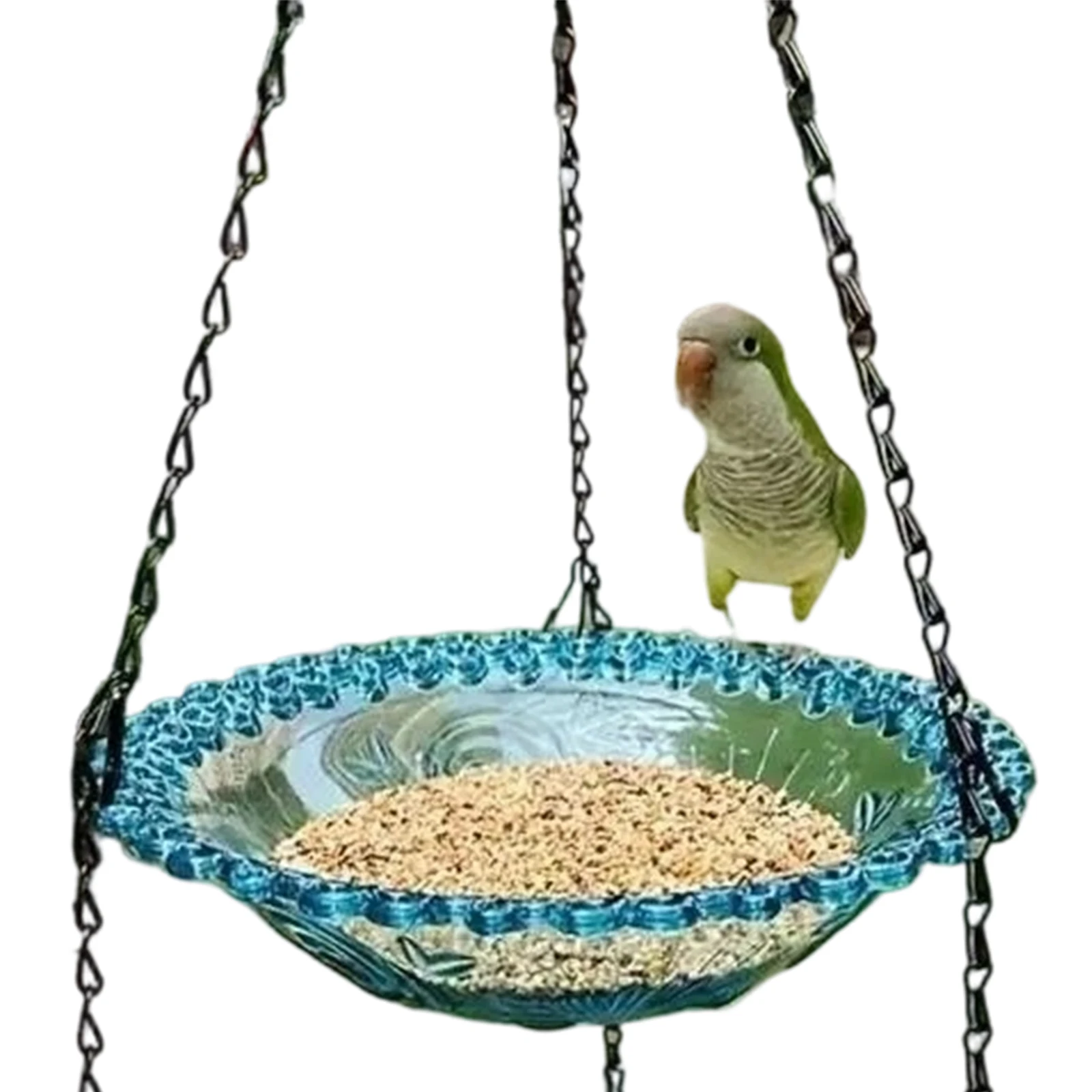 Hanging Bird Fountain with Hook for Colorful Hanging Bird Bath Feeder Decorative Double Layer Bird Bath for Garden Patio Patio - Image 4