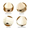 Hanging Wooden Bird Nest House Natural Wood Bird Cage Resting Place for Birds