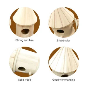 Hanging Wooden Bird Nest House Natural Wood Bird Cage Resting Place for Birds
