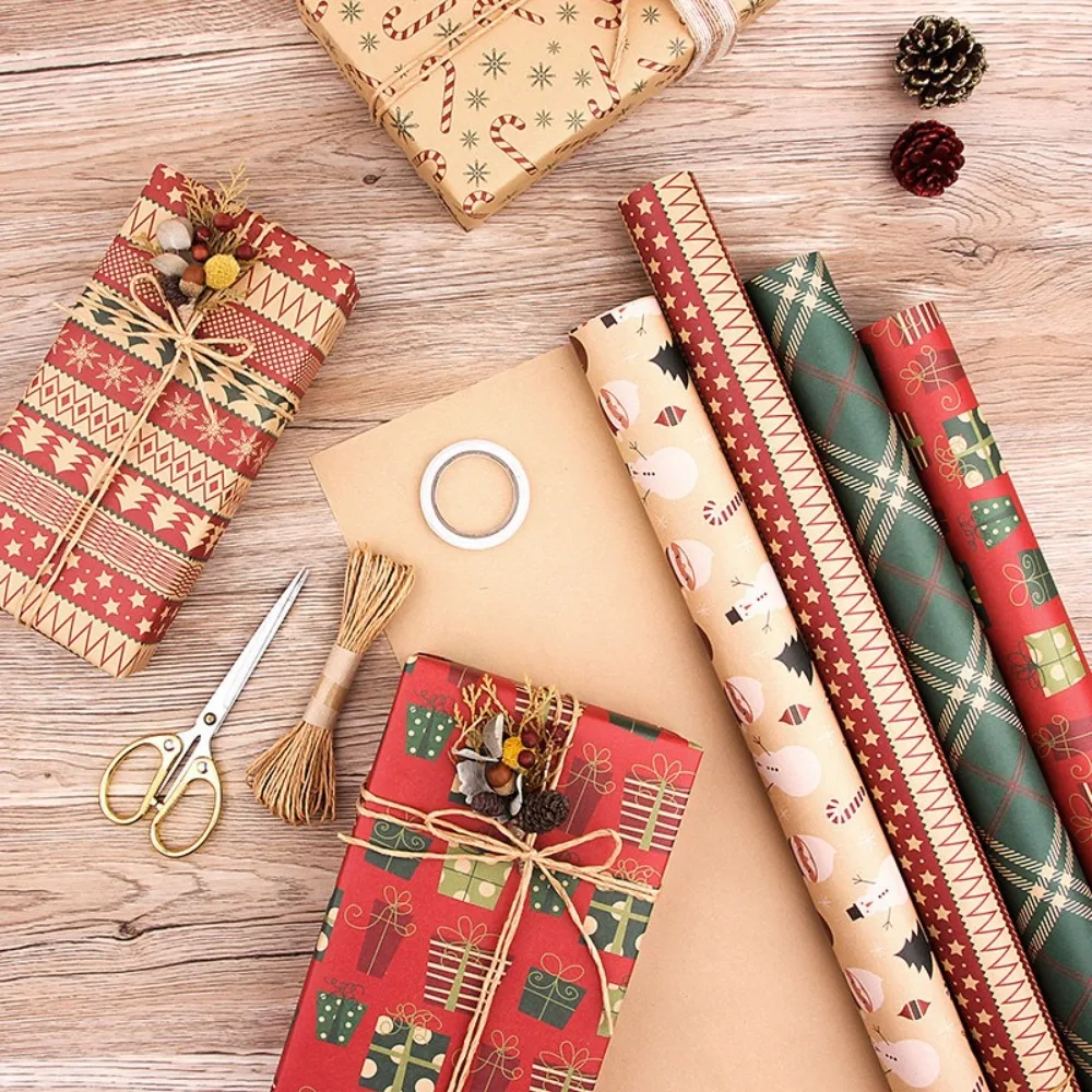 Happy New Year Roll Christmas Packaging Paper 2025 Santa Claus DIY Craft Paper Christmas Tree Navidad Gift Wrapping Paper - Image 4