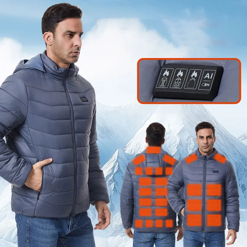 Heated Jacket 4 Control 27 Zone Men Women Warm Heating Jacket Winter Thick Skiing Heated Warm Coat (Not Included The Power Bank) - Image 3