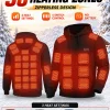 Heated Jacket Men Hoodie with 36 Heating Zones and 3 Customizable Temperature Levels, Ideal for Winter Fishing, Up to 50 Celsius