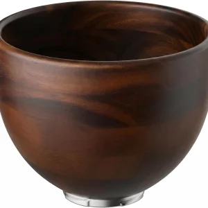 High-Grade Natural Solid Wood Mixing Bowl for 4.5-5 Qt Tilt-Head Stand Mixer, Stainless Steel Lock Base, Kitchen Mixer Accessory