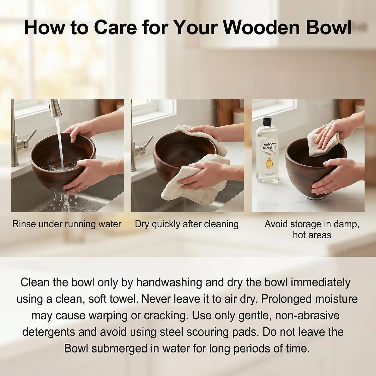 High-Grade Natural Solid Wood Mixing Bowl for 4.5-5 Qt Tilt-Head Stand Mixer, Stainless Steel Lock Base, Kitchen Mixer Accessory - Image 6