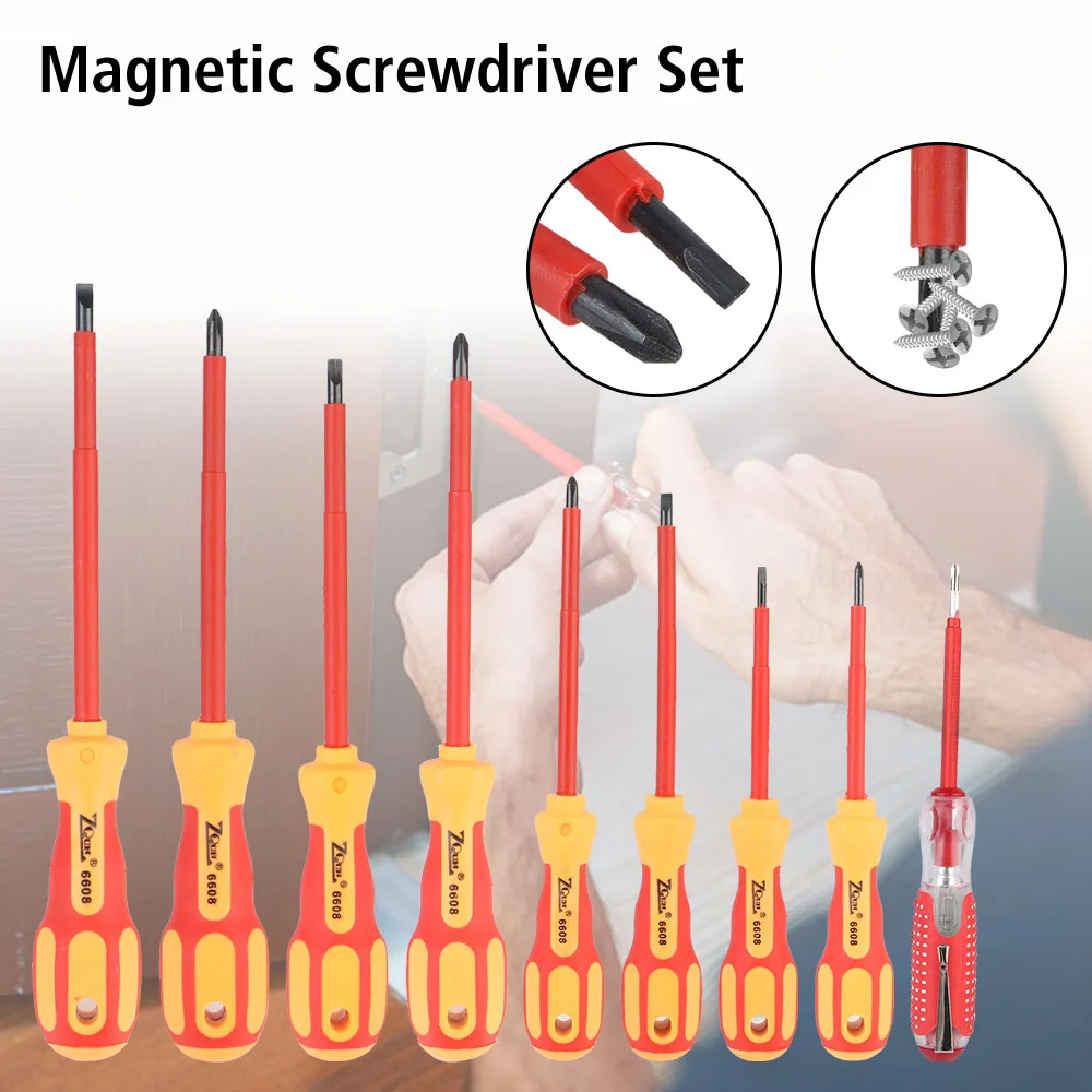 High Safety Magnetic Insulated Screwdriver Set Cross Flat Multi Bits Multifunctional Electrician Electrical Repair Hand Tools - Image 3