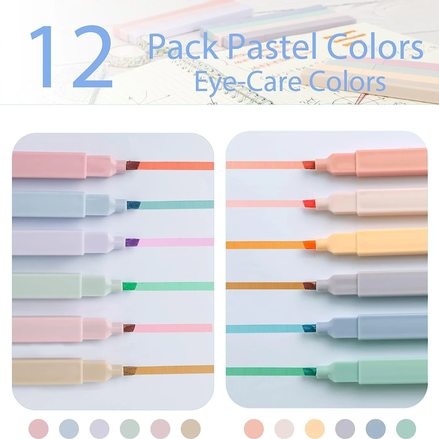 Highlighters Cute Pastel Pens 12 Colors Bible Pens No Bleed With Soft Tip Aesthetics Pens Markers Kawaii Stationary For Students - Image 4